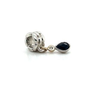 Pandora Silver & 14k Gold Elegant Embrace Onyx & Diamond Dangle Charm 790587ON